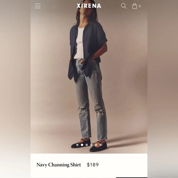 XiRENA Deep Blue Casual Button Down Shirt - Picture 7 of 7